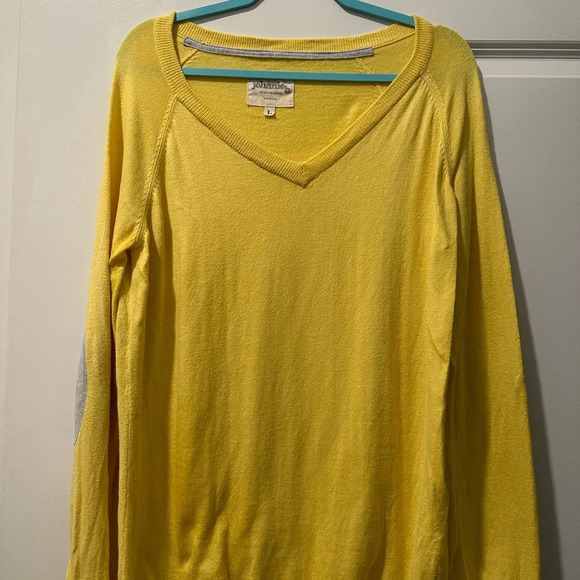 Johnnie Boden Yellow Cashmere Cotton Long Sleeve V Neck Sweater, Large - Picture 5 of 8